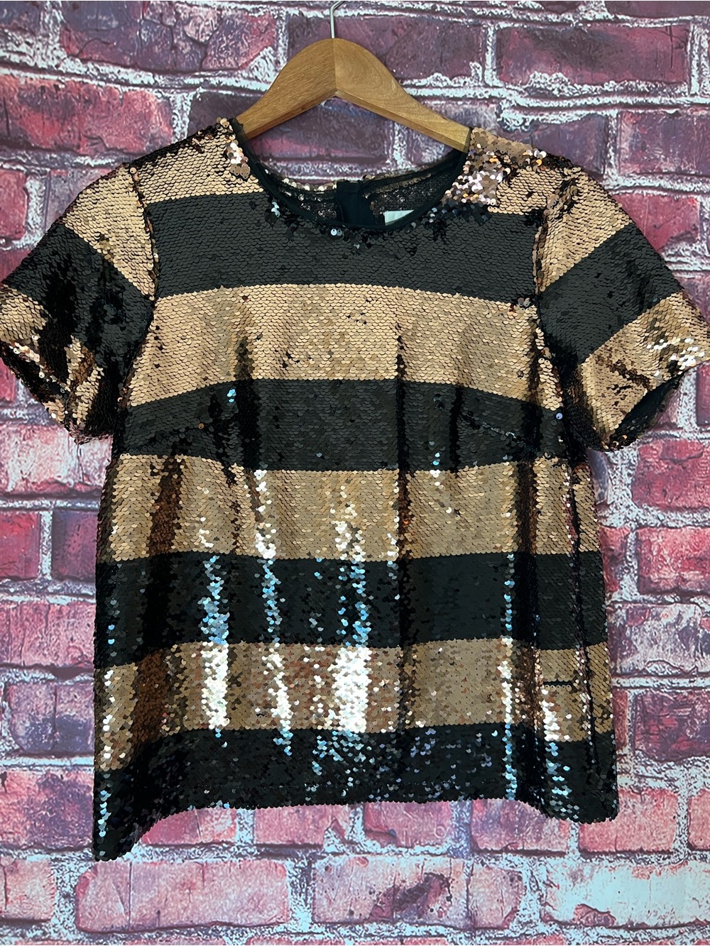 Anthropologie Maeve Sequin Striped Top - Picture 4 of 8